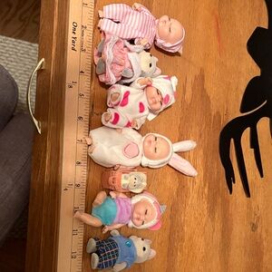 Lot of Assorted Mini Baby Dolls - Pink & White Outfits
